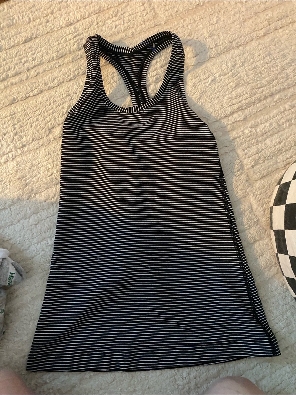 lululemon athletica Black & White Striped Racerback Tank